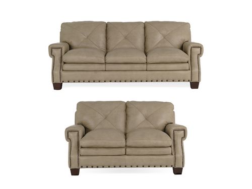 Pilot Pebble Leather  Sofa and Loveseat 