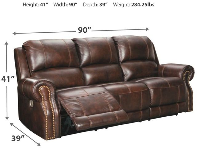 Signature Design by Ashley® Buncrana Chocolate Power Reclining Sofa with Adjustable Headrest-1