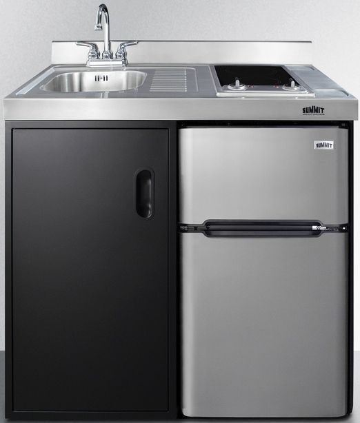 Summit® 39" Black and Stainless Steel All-In-One Kitchenette-1