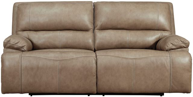 Signature Design by Ashley® Ricmen Putty Leather Power Reclining Sofa with Adjustable Headrest-1