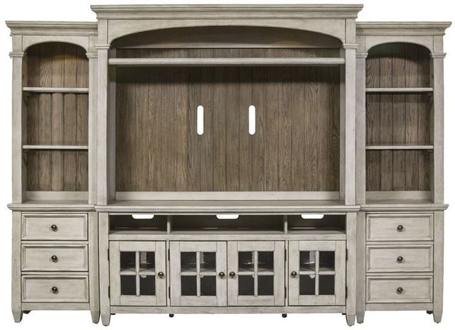 Liberty Furniture Heartland Antique White Entertainment Center with Piers-0