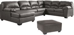 Benchcraft® Aberton 3-Piece Gray Sectional with Ottoman