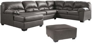 Benchcraft® Aberton 3-Piece Gray Sectional with Ottoman