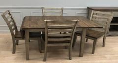Allwood Furniture Group #129 Light Grey/Rustic Brown Solid Hardwood Rectangular Dropleaf Table Set