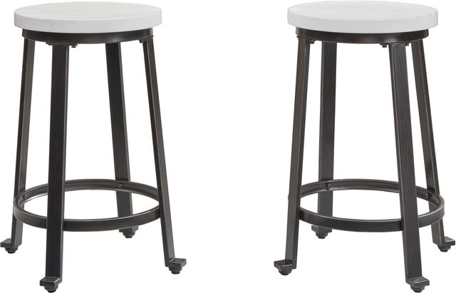 Signature Design by Ashley® Challiman Vintage White Counter Height Stool 2