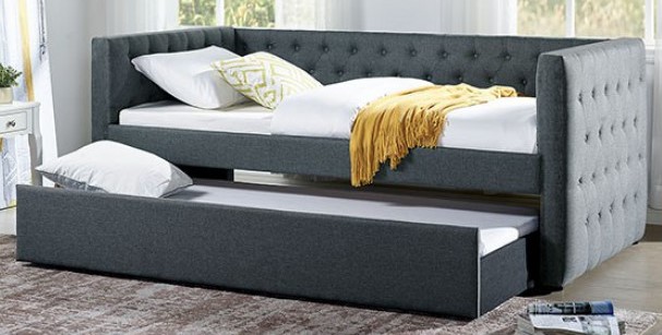 Gray twin bed outlet with trundle