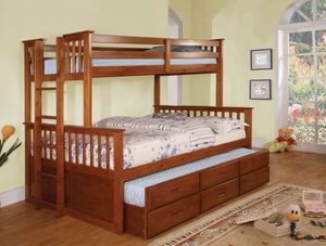 Furniture of America® University I Oak Twin/Full Bunk Bed and Trundle