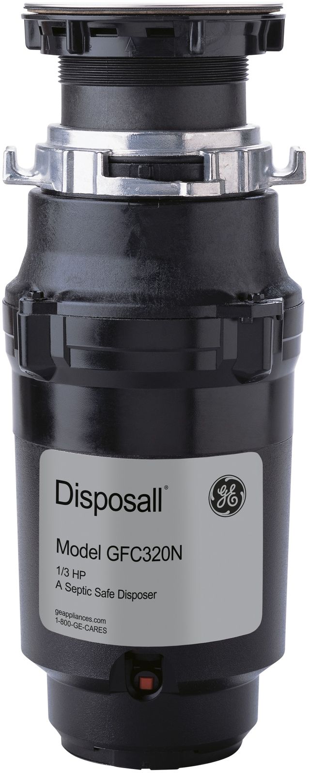 GE® 0.33 HP Black Continuous Feed Garbage Disposer-0