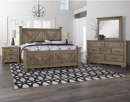 Cool Rustic Stone Grey X Style Bedroom Set