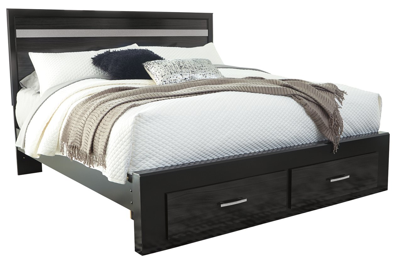 Signature Design by Ashley® Starberry Black King Panel Bed with with 2 Storage Drawers