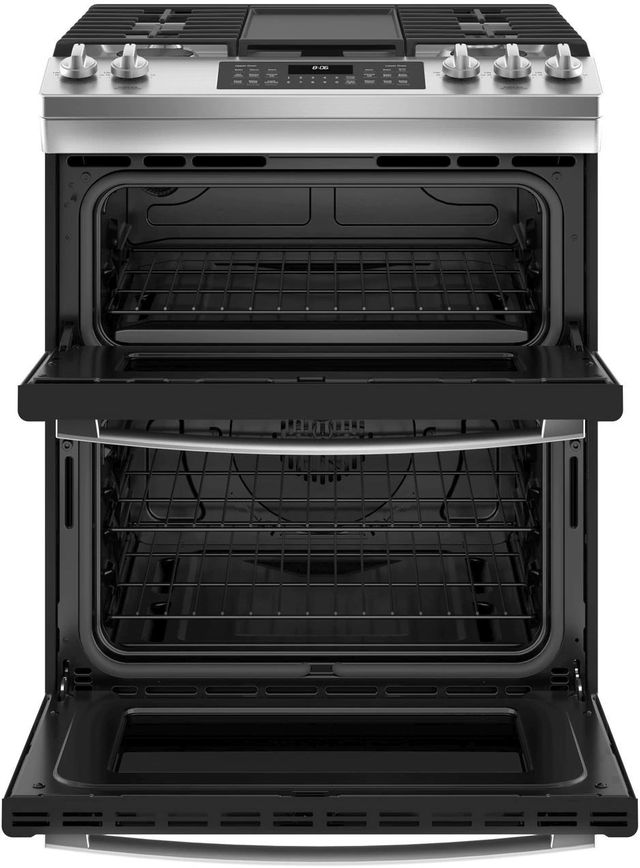 GE® 30" Stainless Steel Slide In Gas Double Oven Range-1
