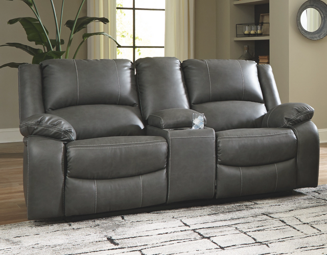 Signature Design by Ashley® Calderwell Gray Double Power Reclining Loveseat with Console 3
