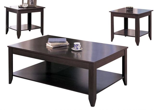 Coaster® Brooks Cappuccino 3-Piece Occasional Table Set With Lower Shelf