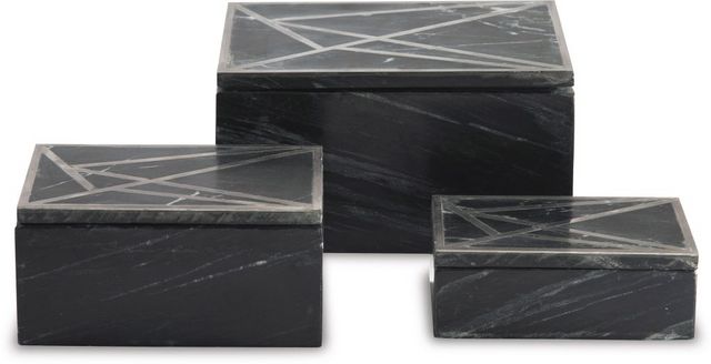 Signature Design by Ashley® Ackley 3-Pieces Black and Silver Box Set