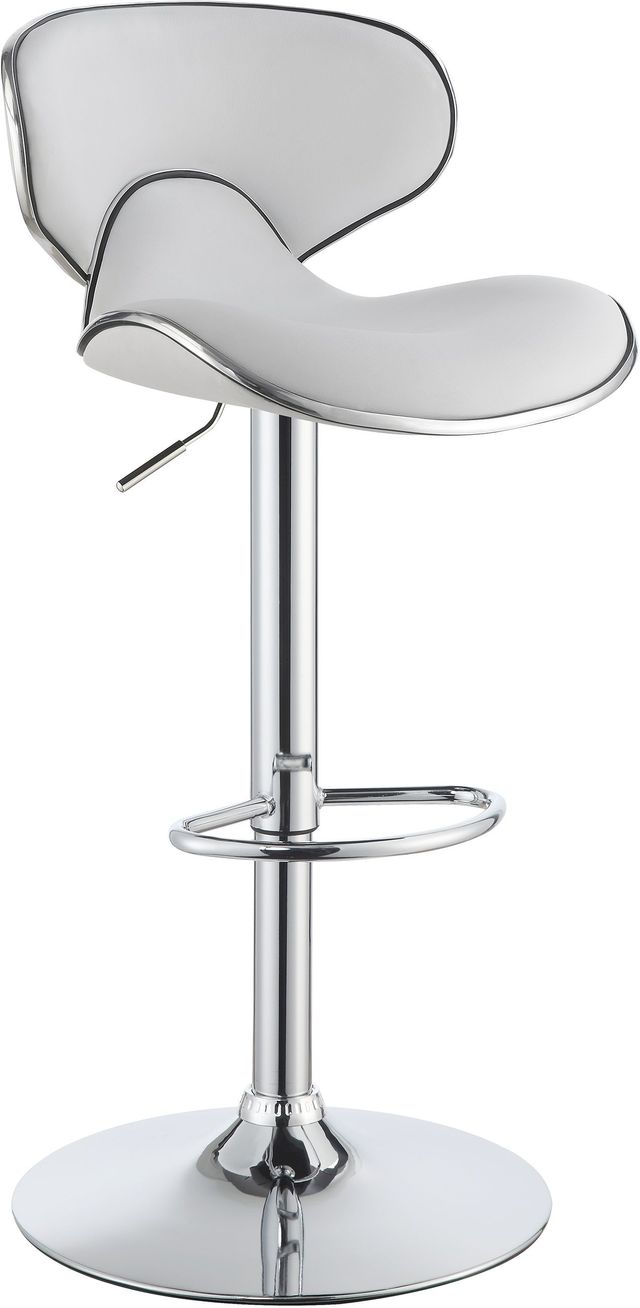 Coaster® 2-Piece White/Chrome Upholstered Adjustable Stool Set 1