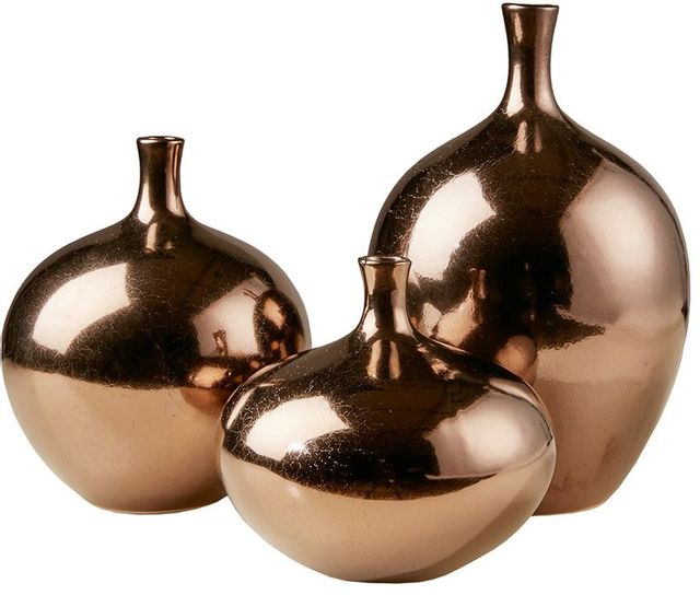 Olliix by Madison Park Signature Bronze Set of 3 Ansen Metallic Vases-0