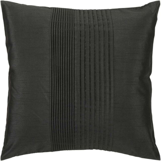 Surya Solid Pleated Black 22"x22" Pillow Shell with Down Insert-0