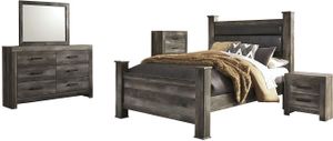 Signature Design by Ashley® 3pc Wynnlow Rustic Gray King Upholstered Poster Bedroom Set P40976478