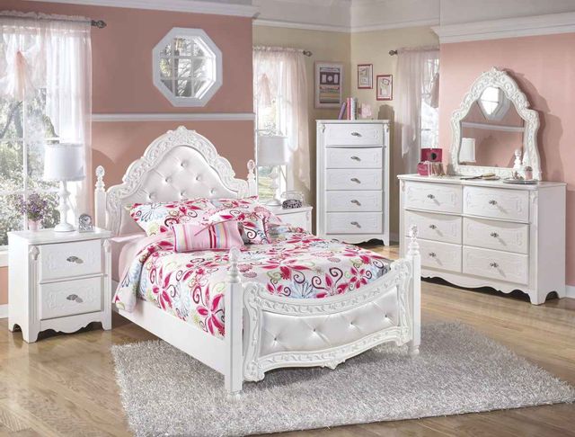 Signature Design by Ashley® Exquisite White Dresser and French Style Bedroom Mirror 7