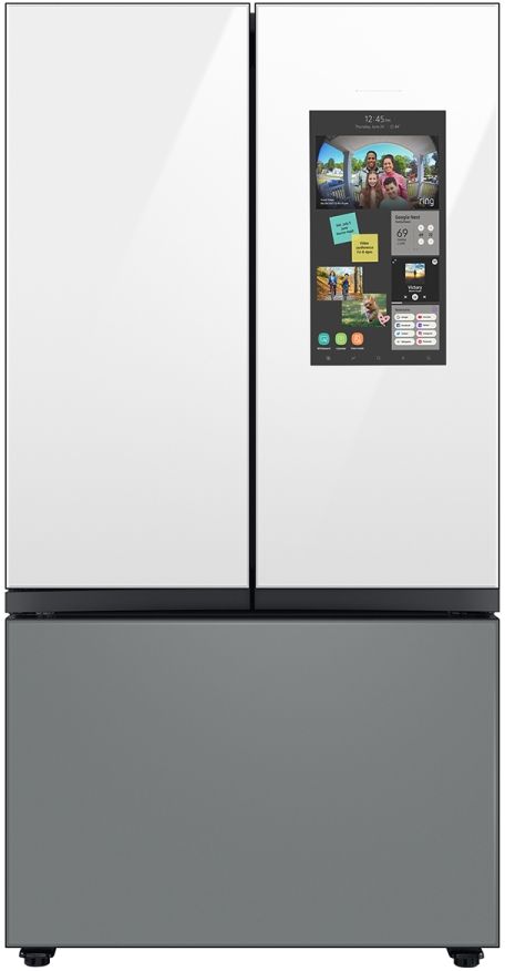 Samsung Bespoke 30 Cu. Ft. Matte Gray/White Glass 3-Door French Door Refrigerator with Family Hub™