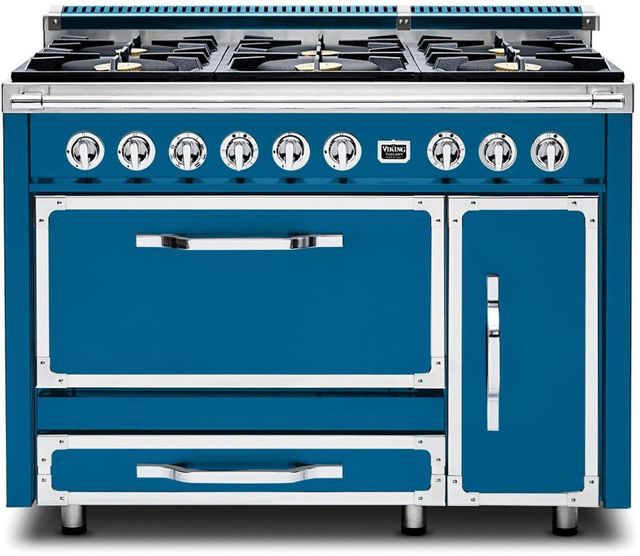 Viking® Tuscany 48" Alluvial Blue Dual Fuel Pro-Style Dual Fuel Natural Gas Range