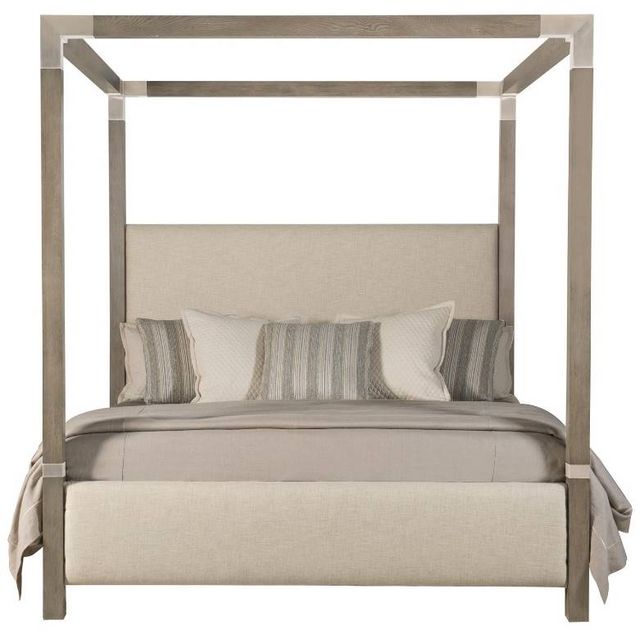 Bernhardt Palma Beige/Rustic Grey King Upholstered Canopy Bed 1