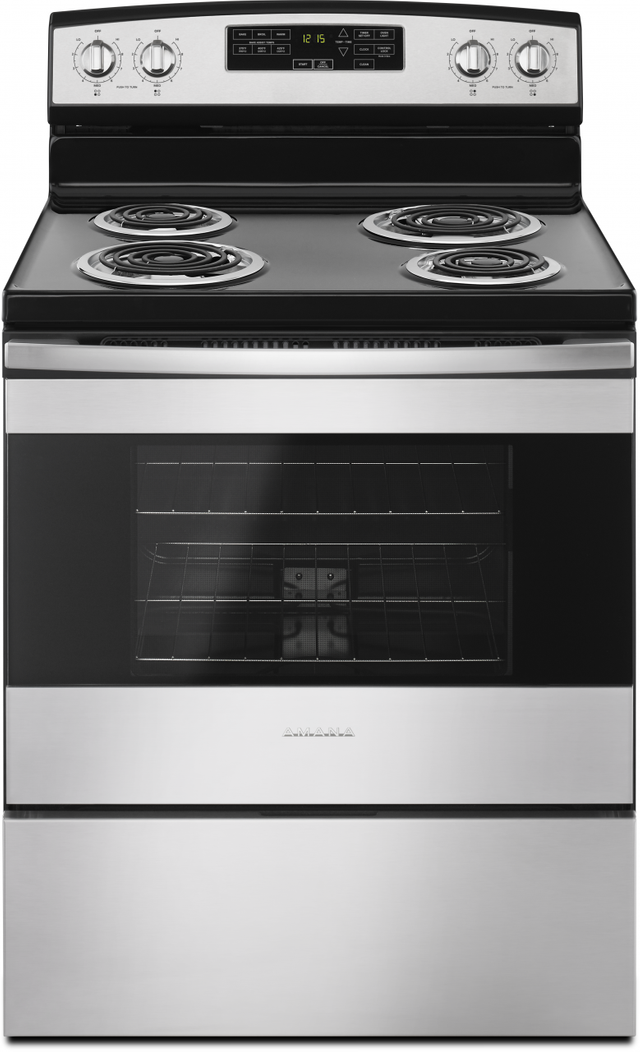 Amana® 29.88" Black on Stainless Free Standing Electric Range 0