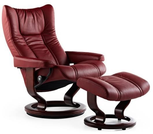 Stressless® by Ekornes® Wing Medium Classic Base Chair and Ottoman 0