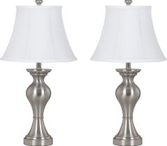 Signature Design by Ashley® Rishona Set of 2 Brushed Silver Table Lamps