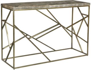 Crestview Collection Bengal Manor Burnished Ebony Crazy Cut Iron Console Table