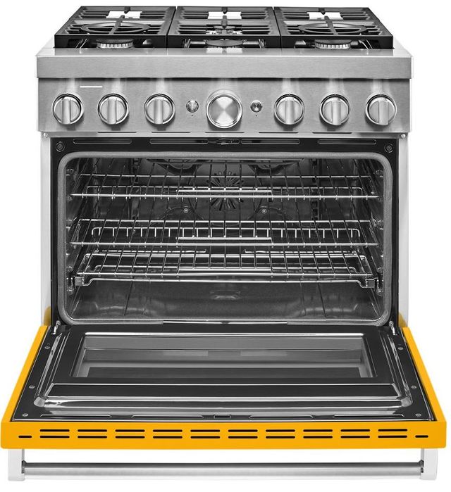KitchenAid® 36" Yellow Pepper Commercial-Style Free Standing Dual Fuel Range 1