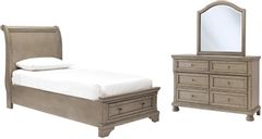 Signature Design by Ashley® Lettner 3-Piece Light Gray Twin Sleigh Bed Set