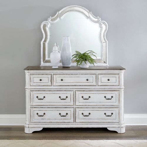 Liberty Magnolia Manor Antique White/Weathered Bark Opt Dresser and Mirror-0
