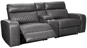 Signature Design by Ashley® Samperstone 3-Piece Gray Power Reclining Sectional