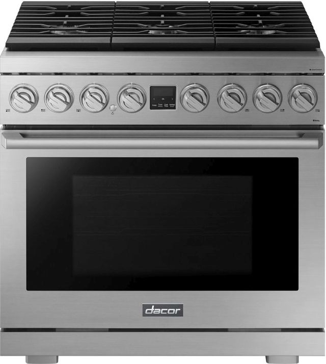 Dacor® Transitional Style Collection 36" Silver Stainless Steel Free Standing Natural Gas/Liquid Propane Gas Range 0