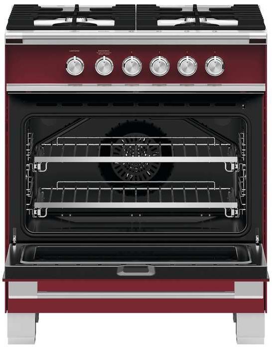 Fisher Paykel 30" Brushed Stainless Steel with Black Glass Free Standing Gas Range 4