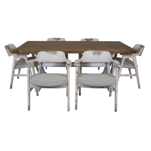 Nest Home Collections Mimi Natural White Dining Table & Six Wagner Chairs-1