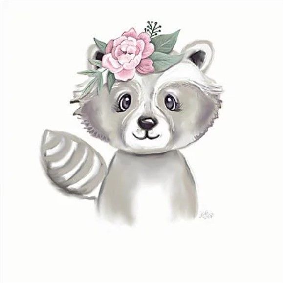 Classy Art Cute Floral Raccoon by Make Wells Wall Art | Sides Furniture ...