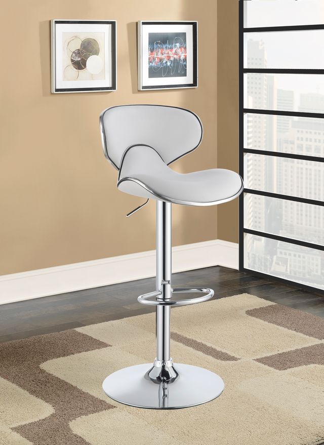 Coaster® 2-Piece White/Chrome Upholstered Adjustable Stool Set 4