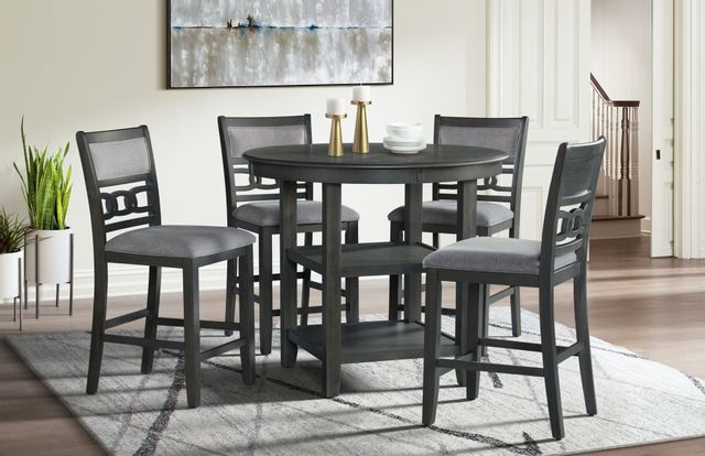 Elements International Amherst Gray Counter Table and 4 Stools | Jarons ...