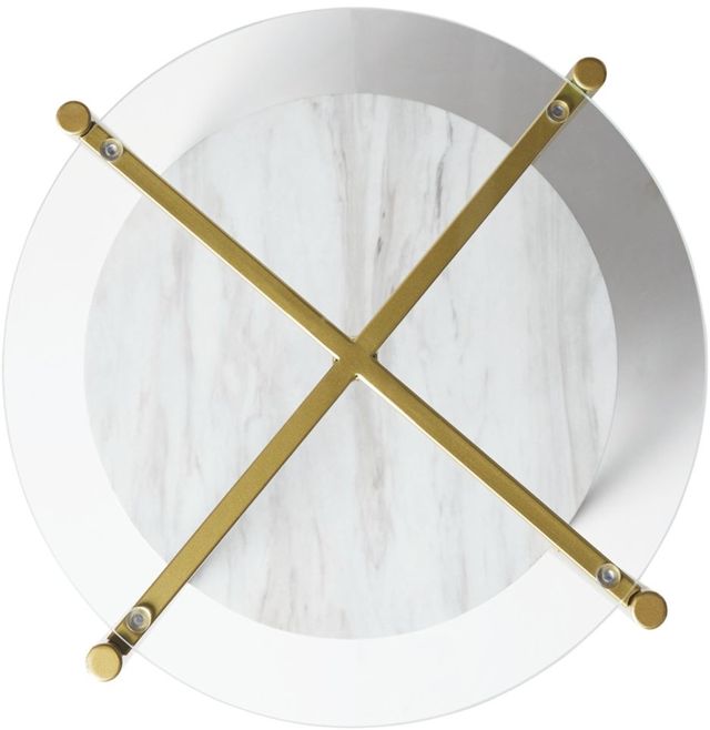 Signature Design by Ashley® Wynora White/Gold Round End Table 1