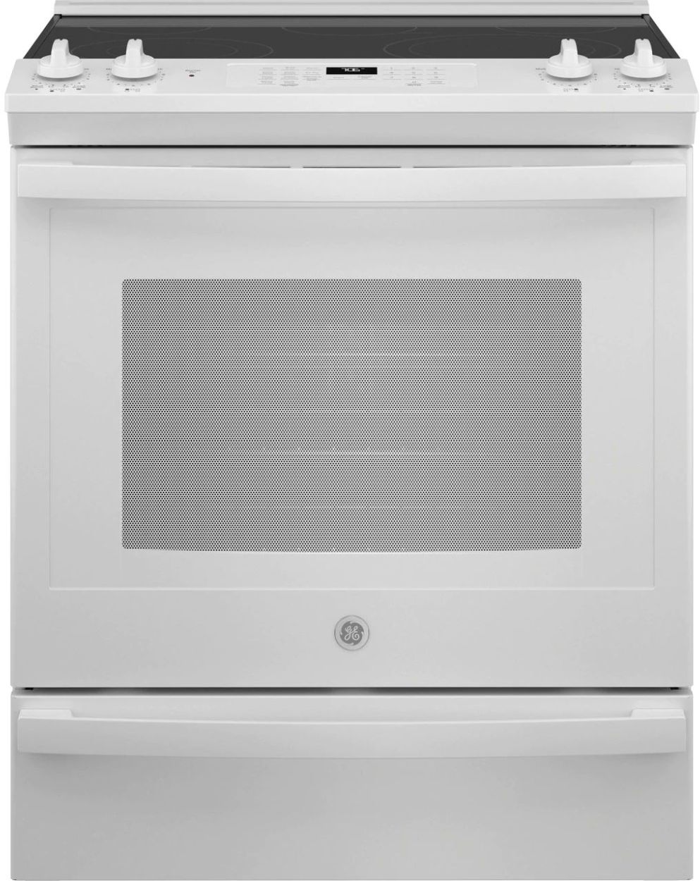 GE® 30" White Slide In Electric Convection Range