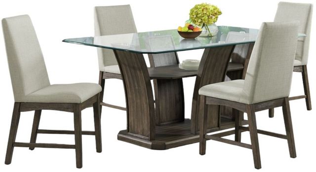 Elements International Dapper Grey/Glass Dining Table with 4 