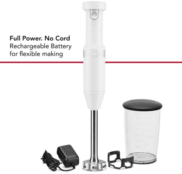 KitchenAid® White Cordless Hand Blender with Chopper and Whisk Attachment 2