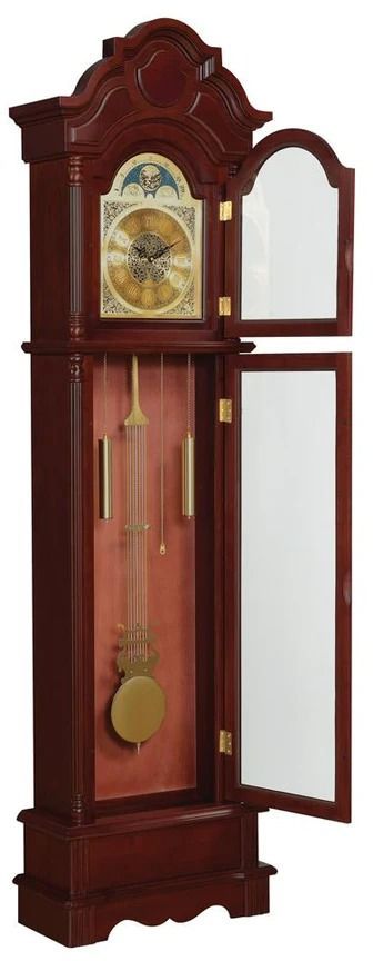 Coaster® Diggory Brown Red/Clear Grandfather Clock-1