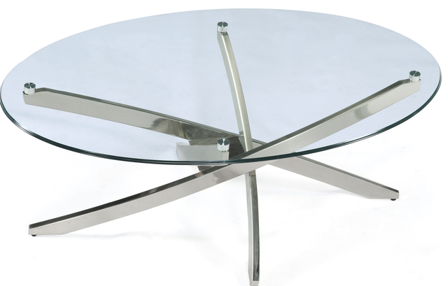 Table d'appoint ovale de Magnussen Home® Zila - Nickel brossé/Verre