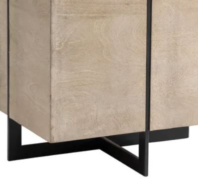 Crestview Collection Bengal Manor Nickel and Acacia Wood White Wash Finish Rectangle Squares End Table-2