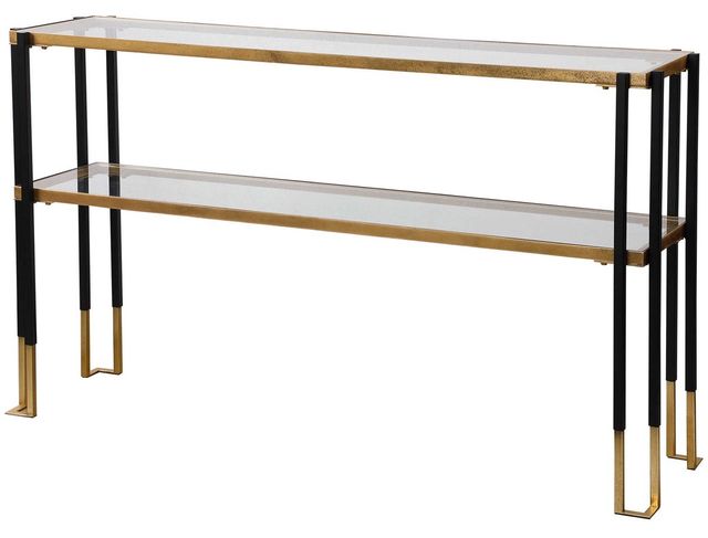 Uttermost® Kentmore Matte Black and Brushed Gold Console Table-1