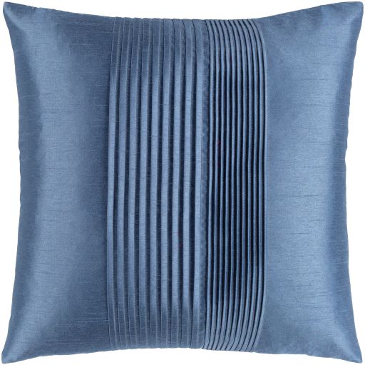 Surya Solid Pleated Denim 18" x 18" Toss Pillow with Down Insert 0