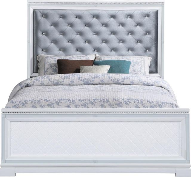 Coaster® Eleanor White Queen Upholstered Bed 1